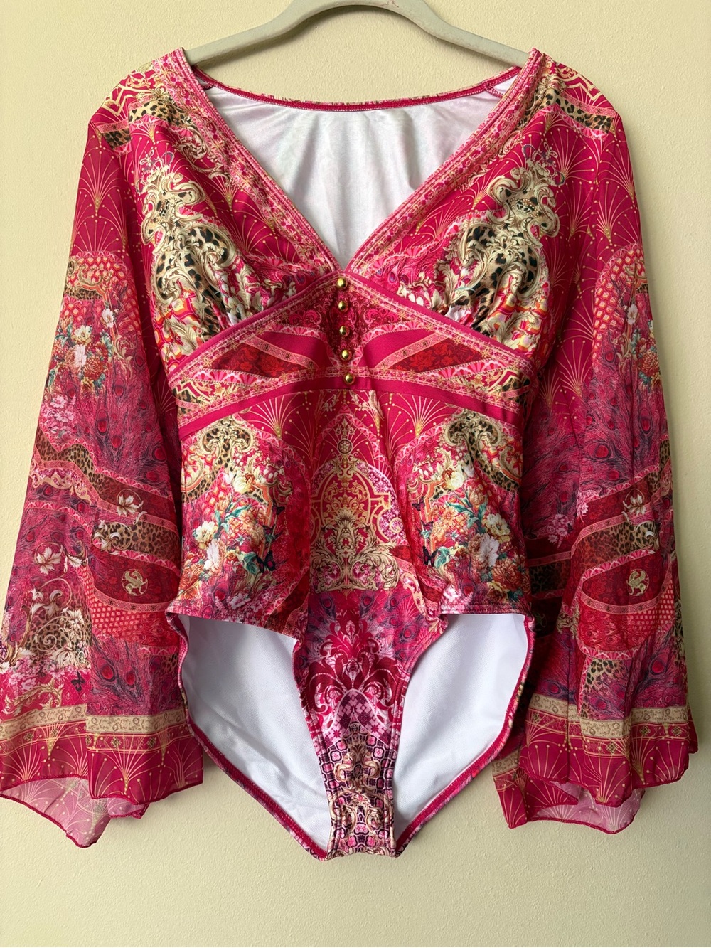 Bohemian V-Neck Pink swim-dress - Picture 5 of 12